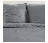 Parure de lit 220x240 Adulte - Housse de Couette imprimé zèbre et uni + 2 Taies d'oreiller 63x63 cm- en Microfibre frappé gris