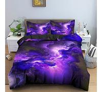 Parure de Lit 220x240 Adulte Nuage Violet 110 g/㎡ Microfibre Housse de Couette 220x240 + 2 Taies d'oreiller 65x65 Housse Couette 240x220 Adaptée Aux Hommes D'âge Mûr Femmes Adultes Parure