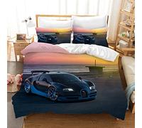 Parure de Lit 220x240 Adulte Voiture Bleue 110 g/㎡ Microfibre Housse de Couette 220x240 + 2 Taies d'oreiller 65x65 Housse Couette 240x220 Adaptée Aux Hommes D'âge Mûr Femmes Adultes Parure