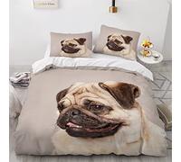 Parure de lit 220x240 Carlin 3D Motif Housse de Couette Ultra Doux Respirante 3 Pièces Chien Bedding avec Fermeture Éclair et 2 Taie d'oreiller Convient à Adultes Ado