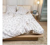 Parure de lit 220x240 cm 3 pièces avec 2 taies, housse de couette en microfibre de coton jardin secret PACK LINGE DE LIT