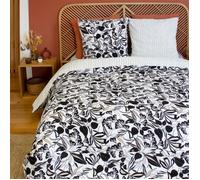 Parure de lit 220x240 cm - COTE DECO - Housse de Couette + 2 Taies - Imprimé floral - Microfibre - Réversible