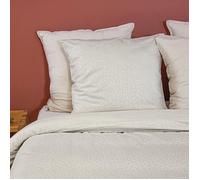 Parure de lit 220x240 - Housse de Couette imprimé léopard + 2 Taies d'oreiller - en Microfibre frappé Crème