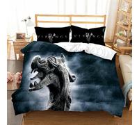 Parure de Lit 220x240cm Bateau Pirate Viking Housse de Couette Enfant 2 Personnes Adolescents Totem du Mythe Viking Parure de Lit Microfibre avec Fermeture Éclair, 2 Taie d'oreiller 50x75cm