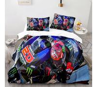 Parure de Lit 220x240cm Moto Housse de Couette Enfant 2 Personnes Adolescents Courses De Motos De Sports Extrêmes Parure de Lit Microfibre avec Fermeture Éclair, 2 Taie d'oreiller 65x65cm