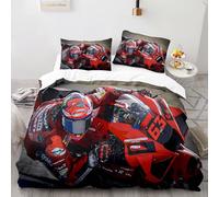 Parure de Lit 220x240cm Moto Housse de Couette Enfant 2 Personnes Adolescents Moto De Sports Extrêmes Parure de Lit Microfibre avec Fermeture Éclair, 2 Taie d'oreiller 65x65cm