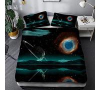 Parure de Lit 220x240cm Planète Housse de Couette Enfant 2 Personnes Adolescents Ciel étoilé Galaxie Aurore Parure de Lit Microfibre avec Fermeture Éclair, 2 Taie d'oreiller 50x75cm