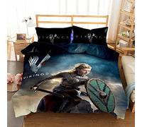 Parure de Lit 220x240cm Viking Housse de Couette Enfant 2 Personnes Adolescents Épée De Bouclier De Guerrier Viking Parure de Lit Microfibre avec Fermeture Éclair, 2 Taie d'oreiller 50x75cm