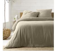 Parure de lit 240 x 220 cm double gaze coton uni 57 fils Angelia Sable