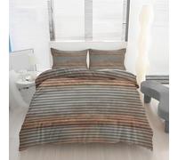 Parure de Lit 240 x 220 cm Gris Rayures Housse de Couette Style Industriel Métallique 3 Pièces avec 2 Taies d’Oreiller 65x65, Ensemble de Literie Fermeture Éclair Microfibre Douce Aux lit 2 Personnes