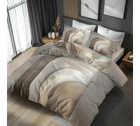 Parure de Lit 240 x 260 Moderne Géométrique 2 Personnes, Housse de Couette et 2 Taies d'oreiller 65x65, Motif Imprimé Neutre Abstraite Arche, avec Zip, Microfibre Douce RI2-121