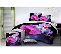 Parure de Lit 240 x 260 Orchidée Papillon Mauve Housse de Couette avec 2 Taies D'oreillers 65x65 cm, avec Fermeture Éclair Literie - Microfibre Respirant