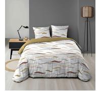Douceur d'Intérieur Parure de lit 3 pièces Zenith Naturel Microfibre imprimée 240x220 cm