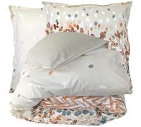 Parure de lit 240x220 cm 65x65 cm 100% coton ÉVASION pêche 3 pièces