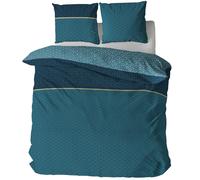 Parure de lit 240x220 cm collection JADE pur coton bleu 3 pièces