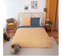 Parure de lit 240x220 cm microfibre PANIA jaune 3 pièces