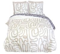 Parure de lit 240x220 cm pur coton collection SIDNIE blanc motif abstrait 3 pièces