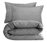 Parure de lit 240x220 cm set 50x70 cm percale MANOIR gris Ardoise