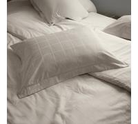 Parure de lit 240x220 cm set 50x70 satin CONCERTO carreaux beige Lin