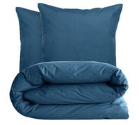 Parure de lit 240x220 cm set 65x65 cm percale MANOIR bleu Marine