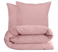 Parure de lit 240x220 cm set 65x65 cm percale MANOIR Rose