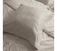 Parure de lit 240x220 cm set 65x65 satin CONCERTO carreaux beige Lin