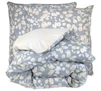 Parure de lit 240x220 cm taies 65x65 cm percale de coton LISON Gris 3 pièces