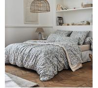 Parure de lit 240x220 cm taies 65x65 cm percale de coton LISON Gris 3 pièces