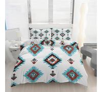 Parure de Lit 240x220 Sud-Ouest Aztèque Housse de Couette Géométrique Ethnique Bohème 3 Pièces avec 2 Taies d’Oreiller 65x65, Ensemble de Literie Fermeture Éclair Microfibre Aux lit 2 Personnes Ay28