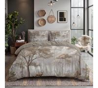 Parure de Lit 240x220cm pour 2 Personnes Adulte Cerf Forêt | Doux Réversible Microfibre Illustration Minimaliste Nordique Housse De Couette Et 2 Taies d'oreiller, Adapté pour Enfant Adulte Ado