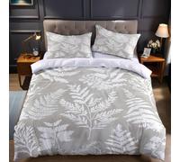Parure de Lit 240x260 cm 2 Personnes Gris Clair Housse de Couette Herbe et Fleurs Sauvages 3D Imprimée en Microfibre avec 2 Taies d’Oreiller 65x65 cm, pour Adultes Garçons et Filles