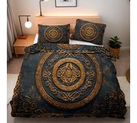 Parure de Lit 240x260 Totem Myth Housse de Couette 2 Personne avec Fermeture Éclair Géométrie Solide 3D Motif Microfibre Literie avec 2 Taies d'oreiller 50x75
