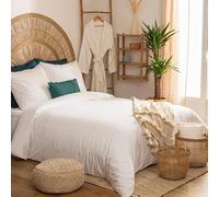 Parure de lit 260 x 240 cm en percale de coton blanc