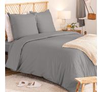Parure de lit 260 x 240 cm en percale de coton gris