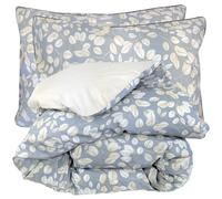 Parure de lit 260x240 cm 50x70 cm percale de coton LISON Gris 3 pièces