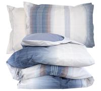 Parure de lit 260x240 cm 50x70 cm percale ESTEBAN bleu 3 pièces