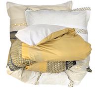 Parure de lit 260x240 cm 65x65 cm percale 100% coton MARLOW Miel 3 pièces