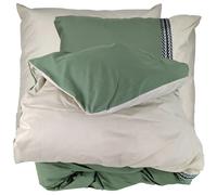 Parure de lit 260x240 cm percale 100% coton NOA vert Kaki 3 pièces