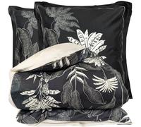 Parure de lit 260x240 cm satin de coton CAYENNE noir Ebène 3 pièces