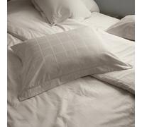 Parure de lit 260x240 cm set 50x70 satin CONCERTO carreaux beige Lin