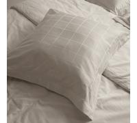Parure de lit 260x240 cm set 65x65 satin CONCERTO carreaux beige Lin