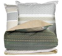 Parure de lit 280x240 cm 100% coton NIAGARA vert Kaki 3 pièces