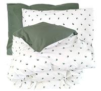 Parure de lit 280x240 cm 50x70 cm percale 100% coton ALEX vert Kaki 3 pièces