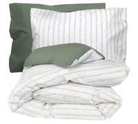 Parure de lit 280x240 cm 50x70 cm Percale Gaby Vert Kaki 3 pièces