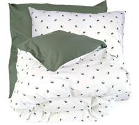 Parure de lit 280x240 cm 65x65 cm percale 100% coton ALEX vert Kaki 3 pièces