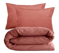 Parure de lit 280x240 cm et taie 50x70 cm percale MANOIR rose Pêche