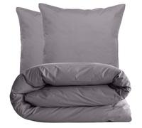 Parure de lit 280x240 cm et taie 65x65 cm percale MANOIR gris Ardoise