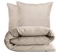 Parure de lit 280x240 cm set 65x65 cm percale MANOIR beige Lin