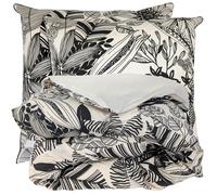 Parure de lit 280x240 cm taies 65x65 cm percale de coton ALBA beige/noir 3 pièces