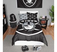 Parure de lit 3 pi ces FOCO Las Vegas Raiders NFL avec housse de couette et taie d'oreiller